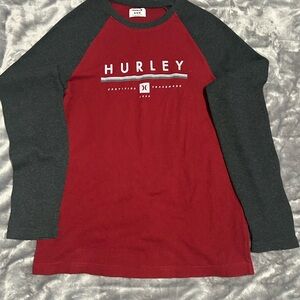 Hurley Men's Long Sleeve in Red and Charcoal
